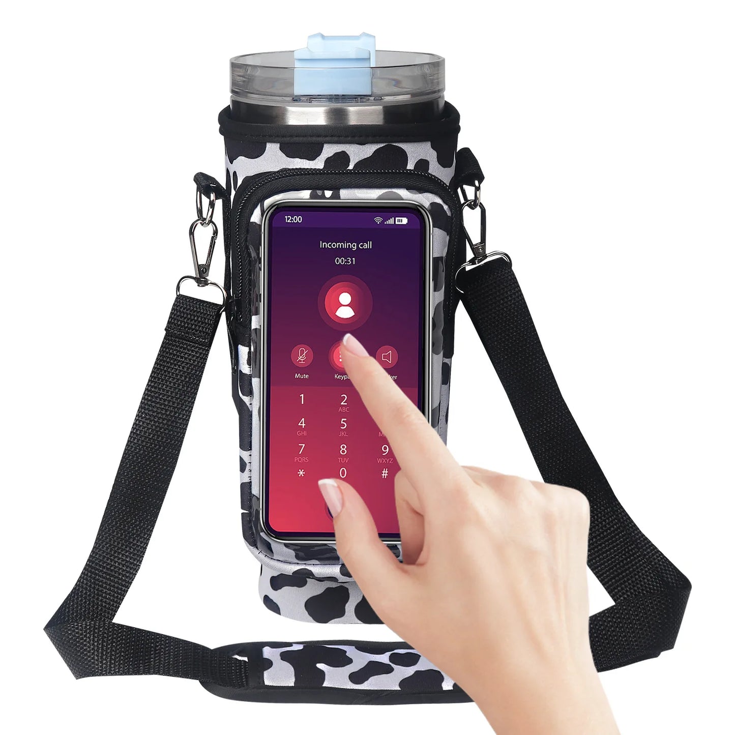 WESSLECO 40oz Neoprene Water Bottle Carrier Bag For Stanley Quencher Cup Sleeve Adjustable Shoulder Strap