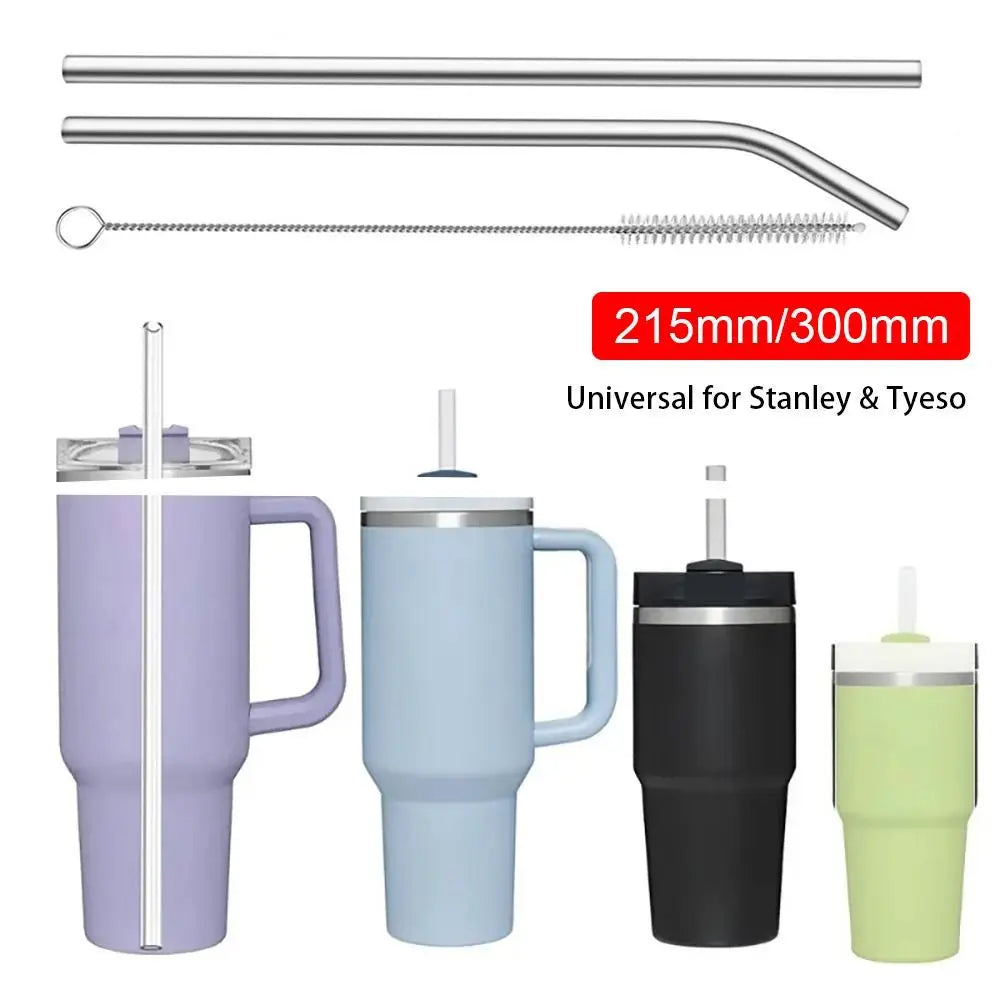 Stainless Steel Straight Bent Straws Drinking Silver Cup Replacement Straw 6mm 8mm Reusable for Stanley Tyeso Cup 30oz 40oz
