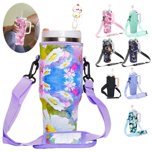 Water Bottle Carrier Bag Bottle Cover for Stanley Quencher 40Oz Tumbler Pouch Holder Neoprene Insulator Sleeve Cover Accessories
